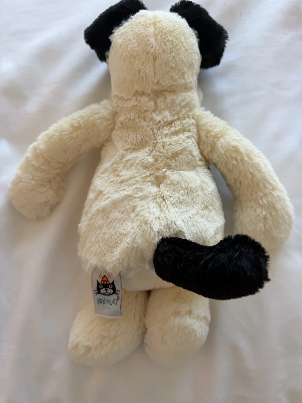 Jellycat Cream and Black Plush Dog Toy. New without Tag